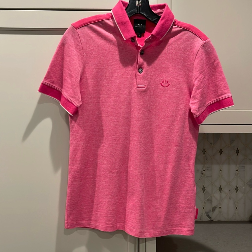 Armani exchange men’s xs polo shirt in pink